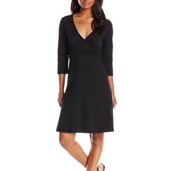 PATAGONIA Midi Dress Women's Size Medium Gray 100% Organic Cotton V-Neck - Picture 2 of 12